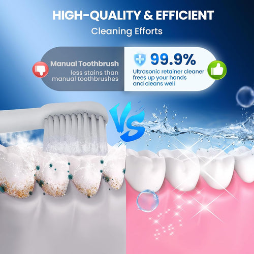 Ultrasonic Retainer Cleaner, 45kHz Retainer Cleaner Machine with 4 Modes Digital Timer, 200ML Denture Cleaner with Mouth Guards, Braces, Toothbrush Heads, Jewelry (Black)